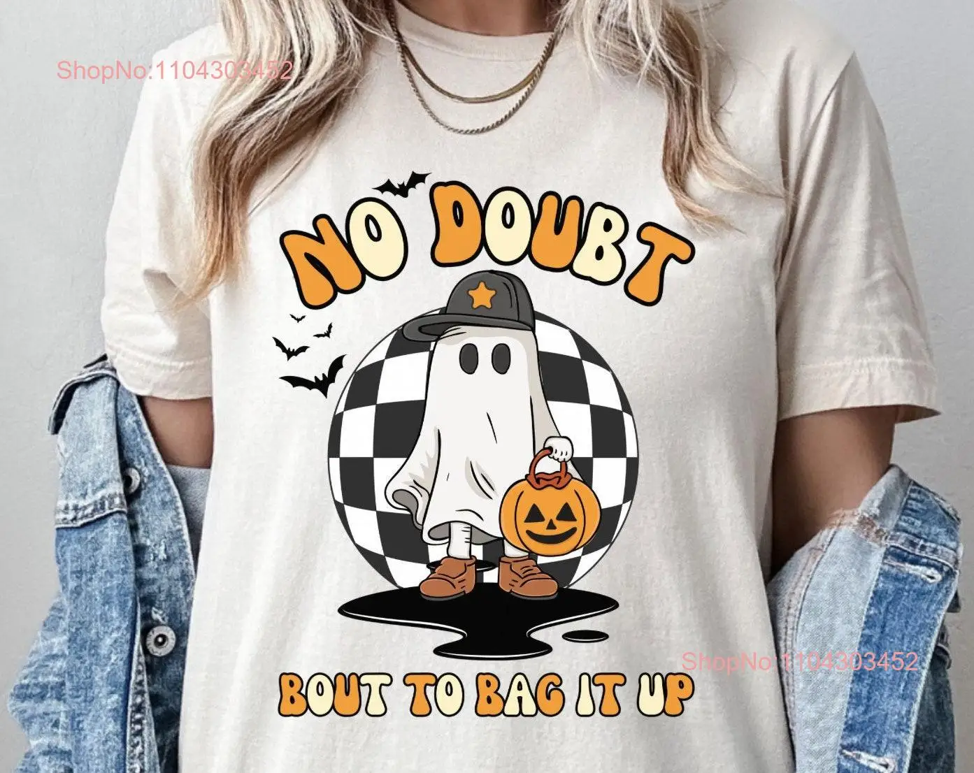 Bout To Bag It Up Funny Trendy Retro Ghost Halloween T Shirt for Couples Trick Trunk or TreaT Popular Now Boho