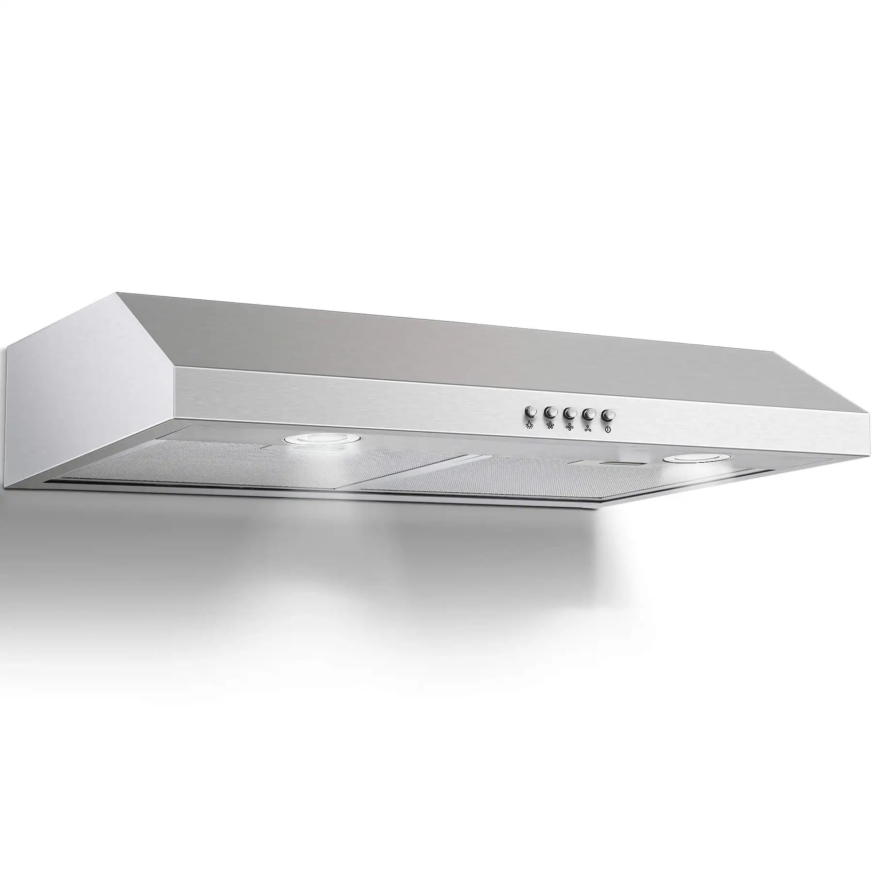 

30-дюймовая вытяжка под шкафом, 500 куб. футов в минуту, коммерческое всасывание, 3-скоростное вентиляционное отверстие из нержавеющей стали с кнопкой управления режимом безканального/канального режима