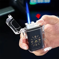 2024 New Windproof Lighter Waterproof Lighter Vintage Watch Bezel Jet Dual Flame Torch Inflatable Metal Outdoor Gas Lighters