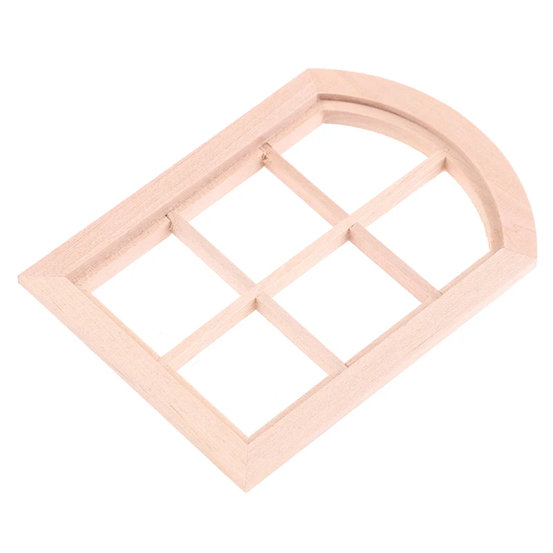 1:12 دمية مصغرة نافذة مقوسة خشبية نموذج اكسسوارات الأثاث #5