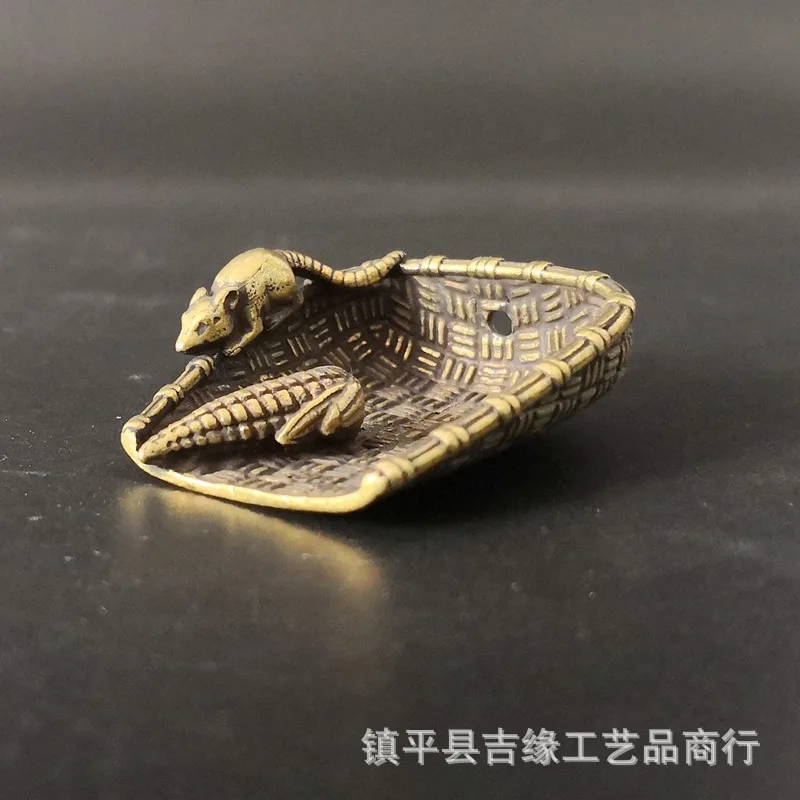 Brass Mini Ornaments Desktop Copper Hanging Decoration Zodiac Rat Dustpan