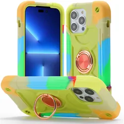 Colorful universal double ring stand Casing for iPhone 17 16 15 14 13 12 11 Pro Max 17PM 16Pro Hard Macaron Color Bumper Cover