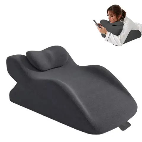 Bed Multifunctional Ergonomic Wedge Pillow with New Prone Position for Reading Unique Curved Design with Washable Cover