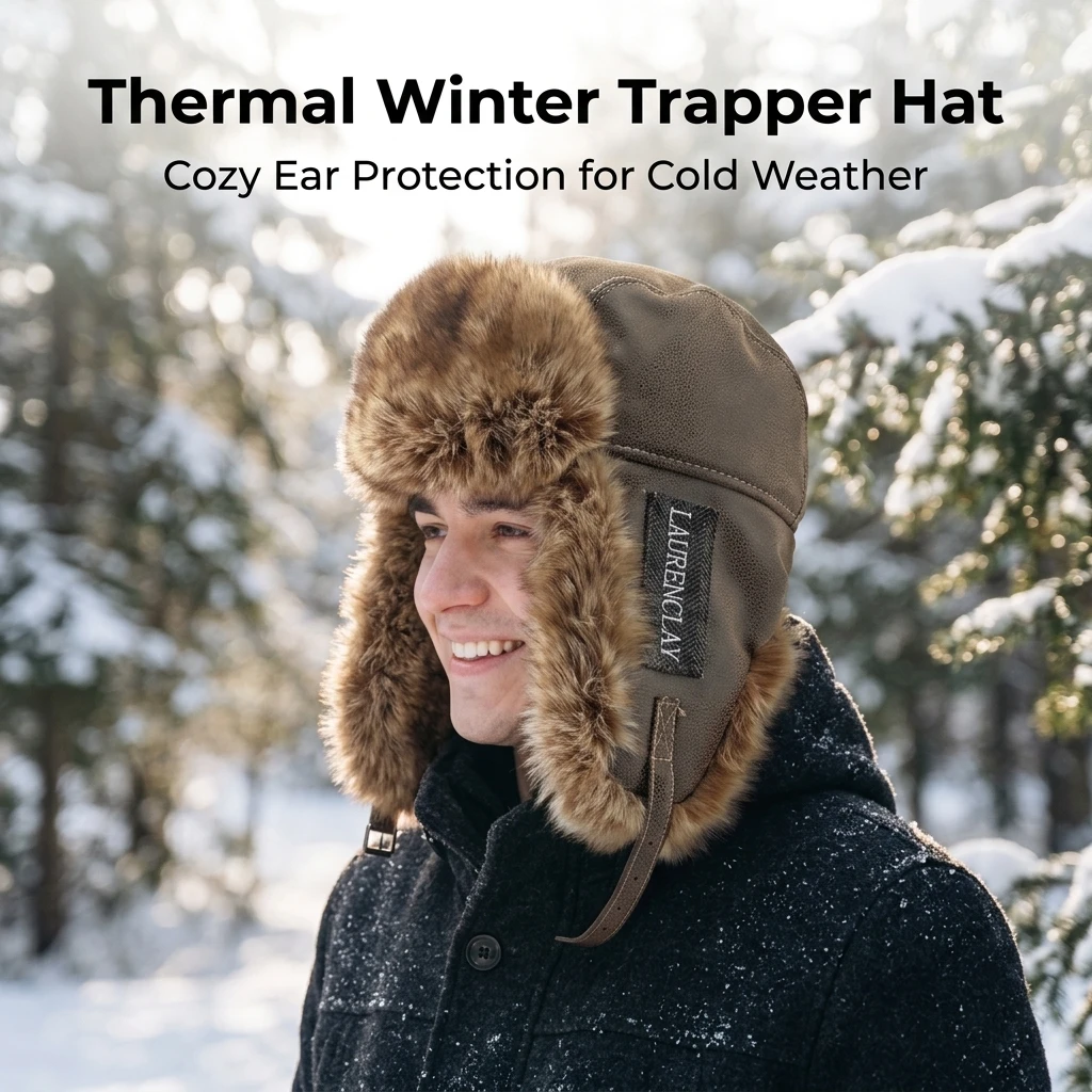 Hat Thickened Windproof Warm Earflap Hat for Outdoor Work Ski Travel Commuting Soft Insulated Winter Headwear Gear