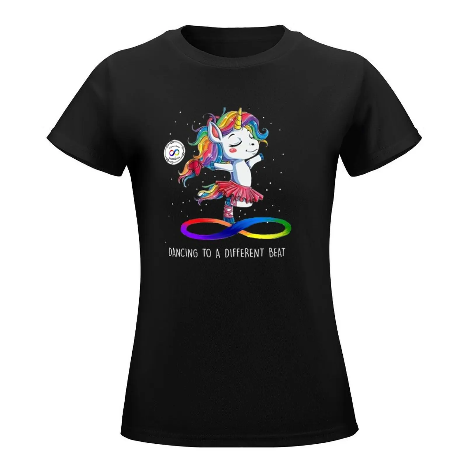 Unicorn Dancing for Neurodiversity T-Shirt female summer clothes animal print shirt for girls plain t shirts for Women