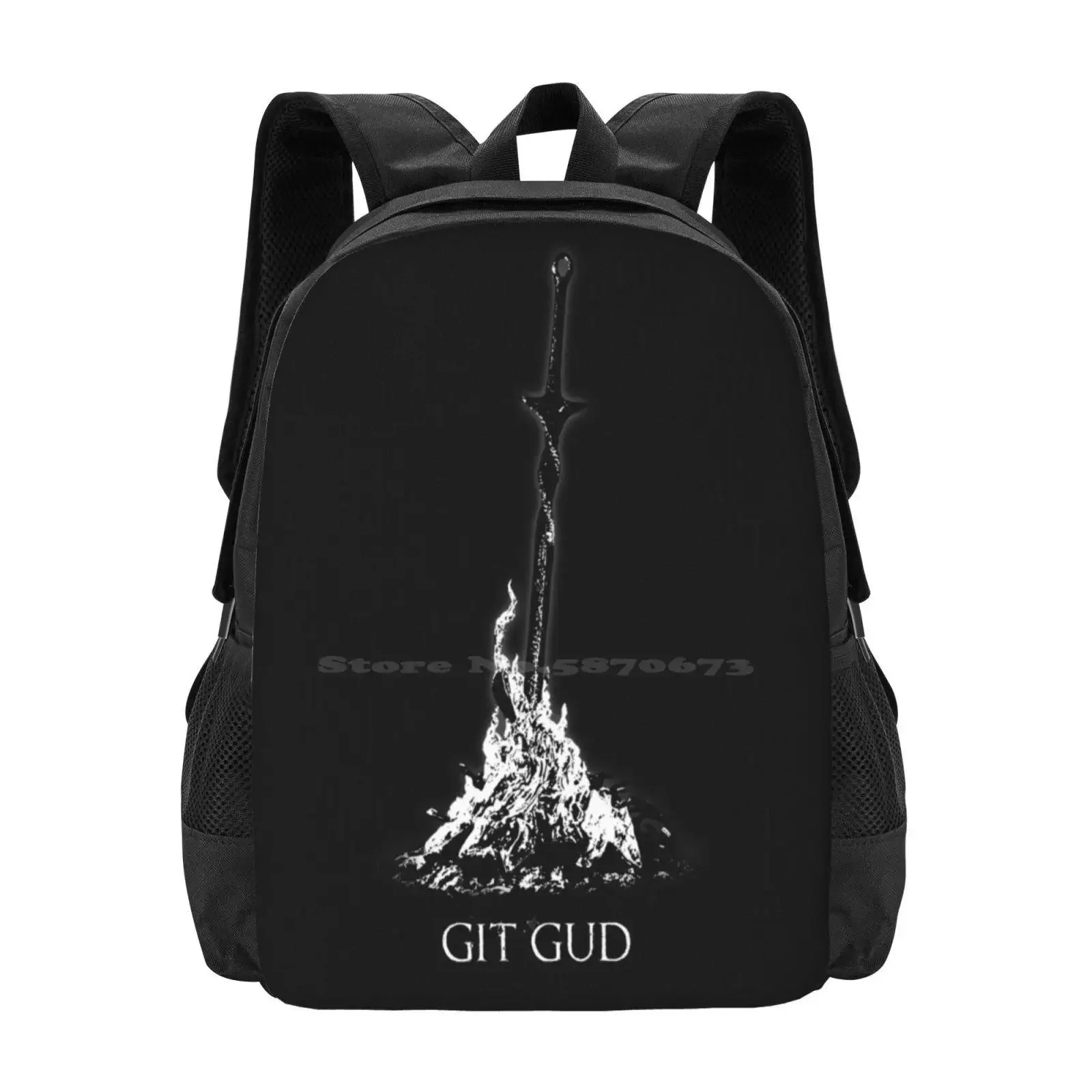 

Git Gud Bonfire Hot Sale Schoolbag Backpack Fashion Bags Git Gud Get Good Bonfire Lit Hardcore Death Metal Black Metal Sword