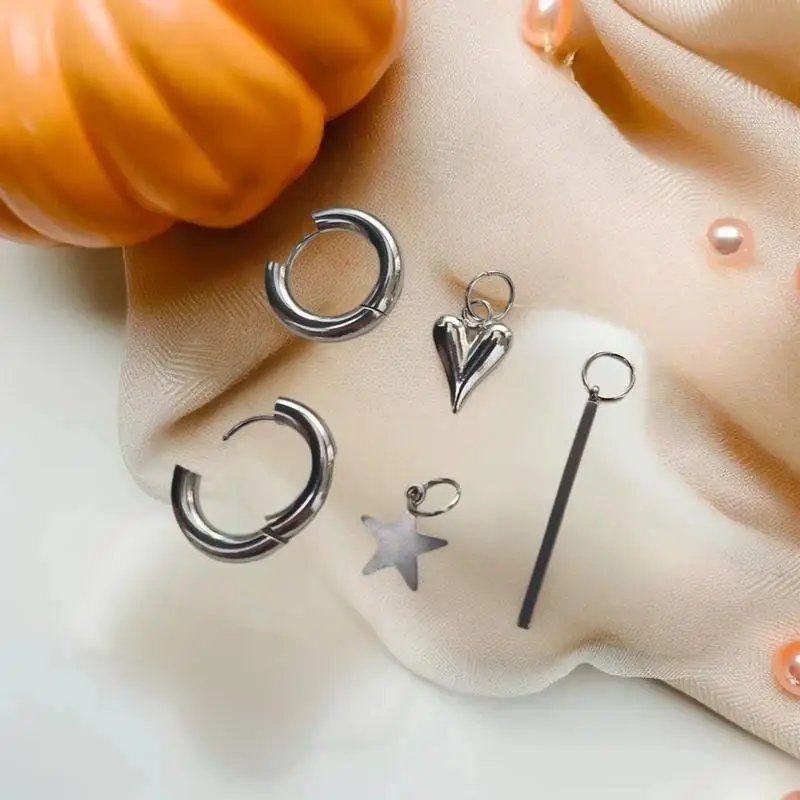 فاسق طويل القلب دلاية شكل نجمة أقراط للنساء بسيطة موضة هندسية دائرية الأذن مشبك جديد عصري مجوهرات هدية