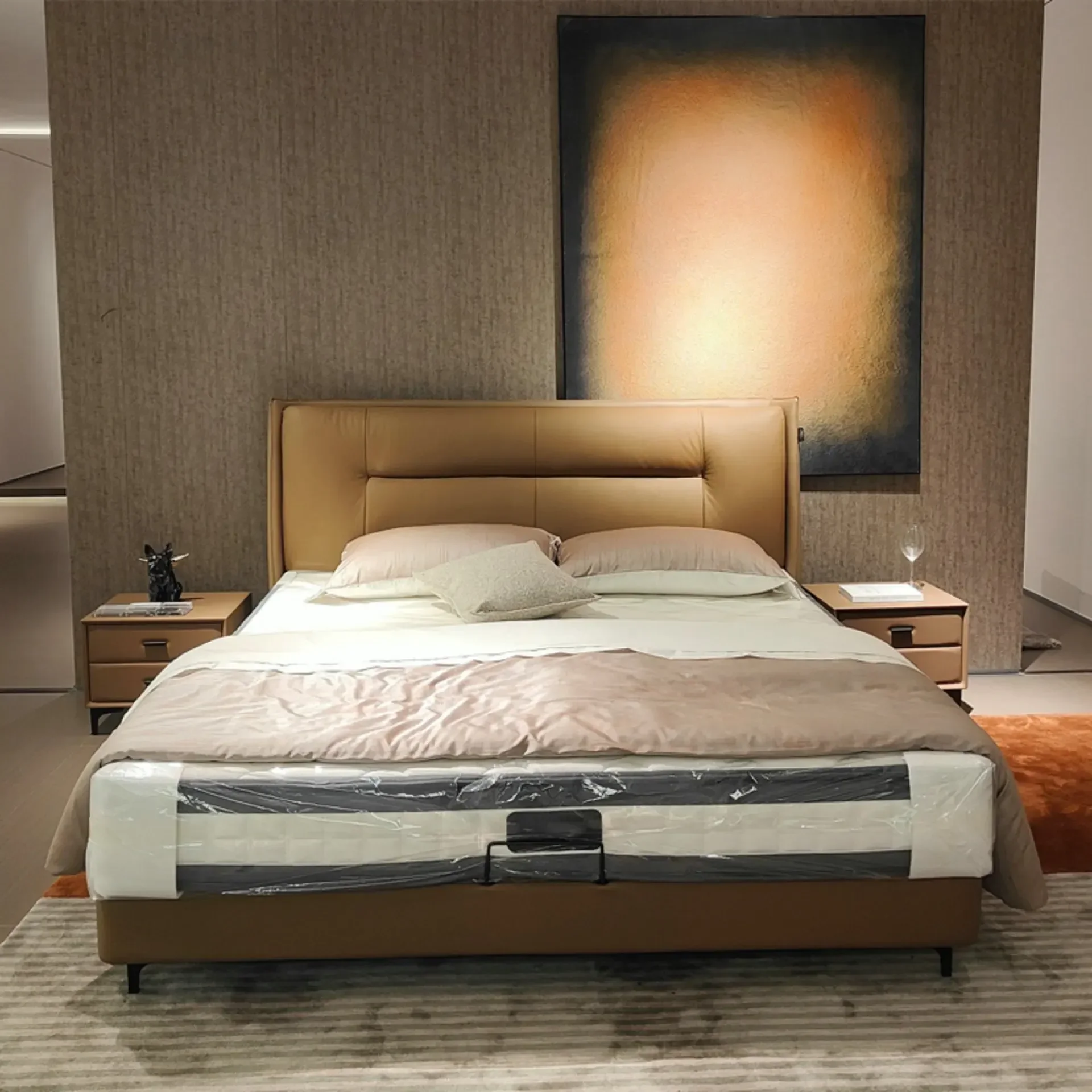 

JC Minimalist First-layer Cowhide Bed Modern Simple New Master And Second Bedroom Large Bed Small Apartment