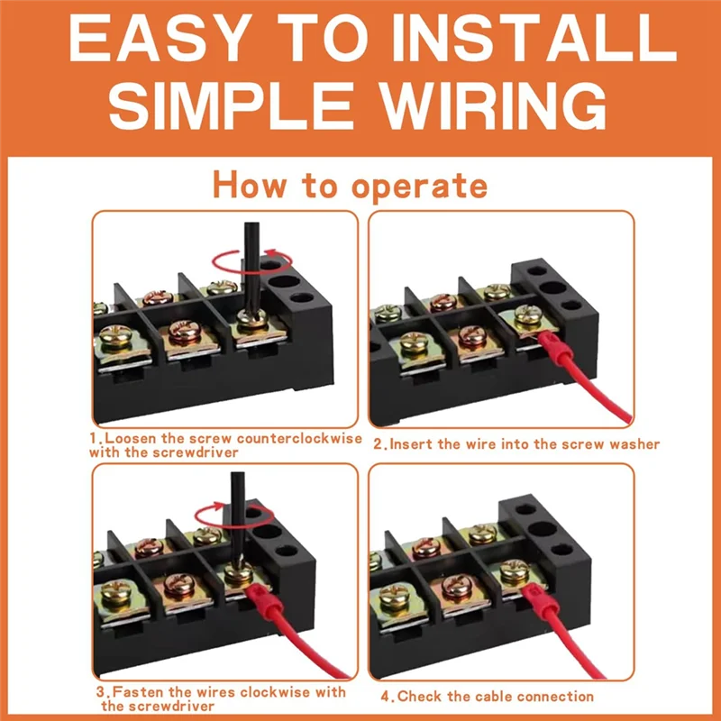 A53Q-2PCS 12 Circuits 12 Positions Terminal Block 20-30A 200-450V Dual Row Screw Terminals Strip