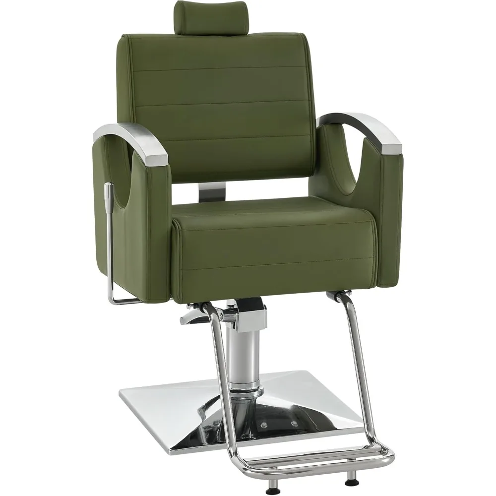 

Barber Chair for Barbershop,Reclining Salon Chair for Hair Stylist (Green)