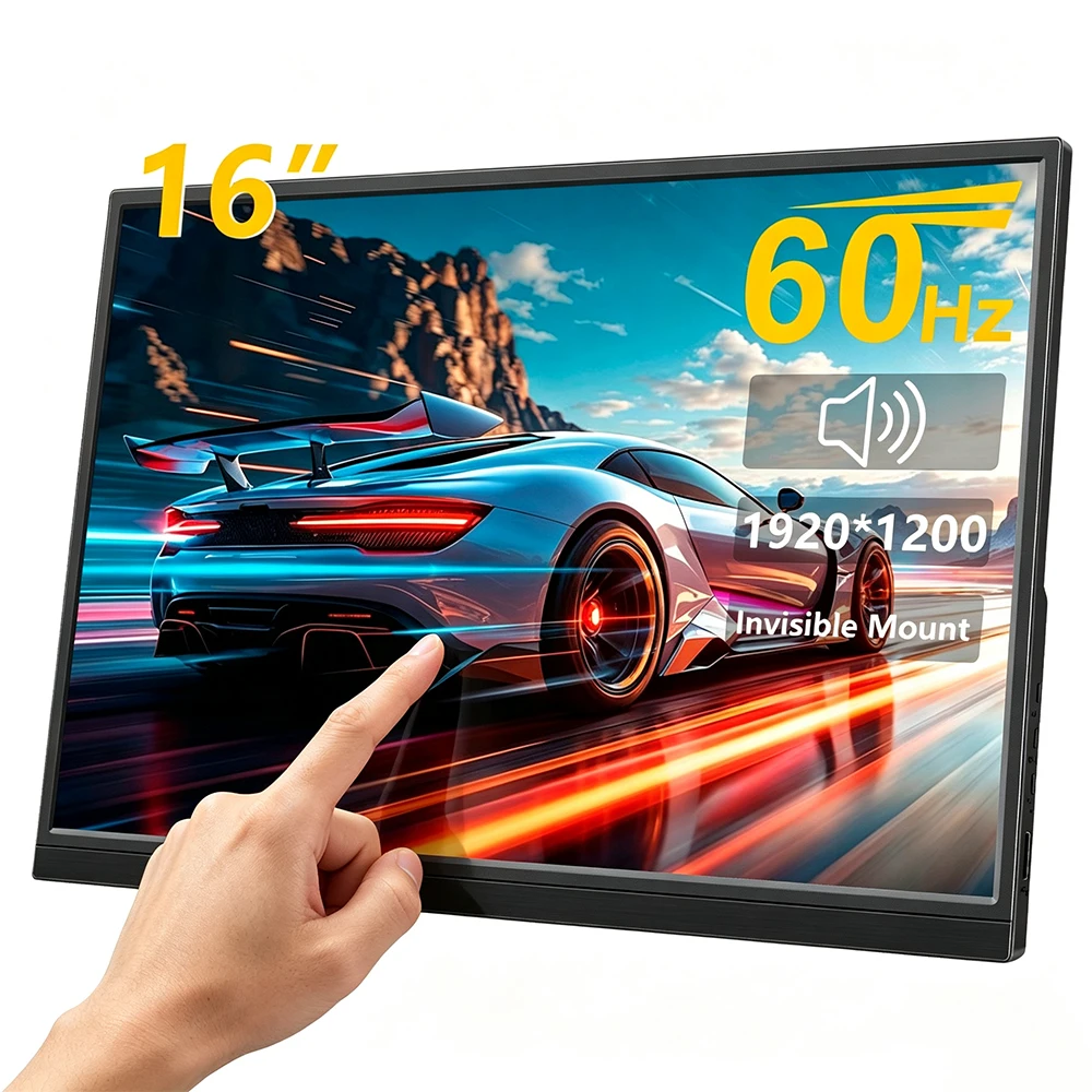 16 inch 1920x1200P portable touch high-definition monitor Type-C HDMI, suitable for mobile phone Switch PS5 Xbox laptop