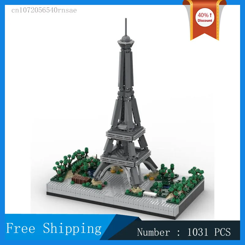 

MOC City Street View Architecture The Eiffel Tower Model Building Block Assembly Collection Series Toy Gifts