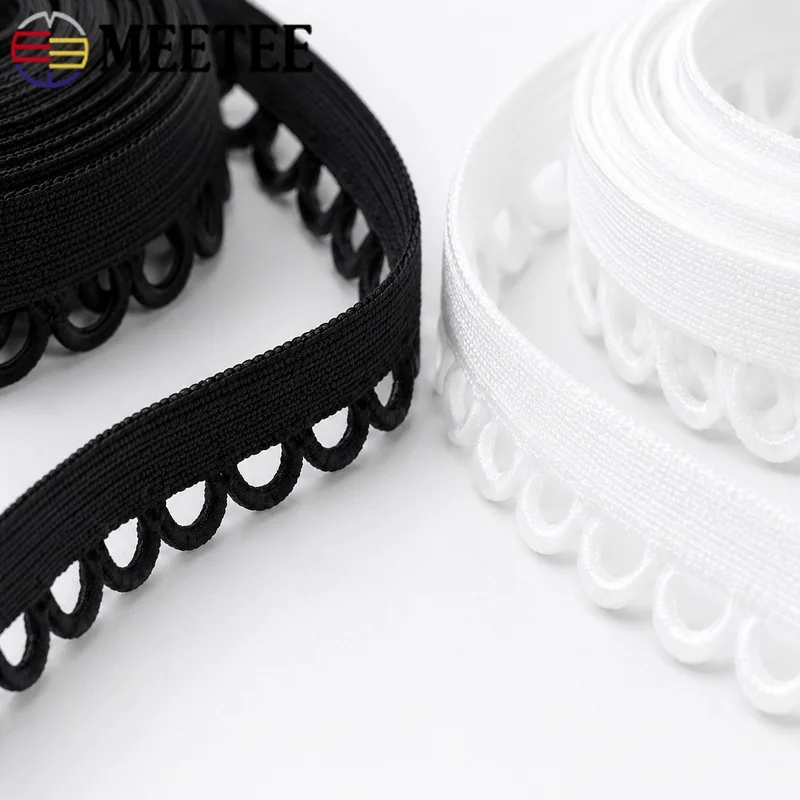 5M/10M/20M 15MM Button Loop Elastic Tape U-Shaped Lace Trim for Wedding Dress Gown Lingerie Sewing Underwear Garment Tailoring
