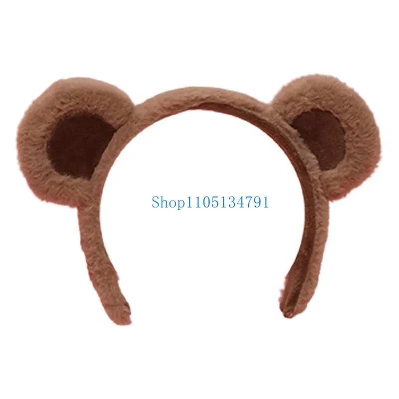 

98km Plush Hair Hoop Animal Furry Bear Ears Headbands Gothic Animal Headwear