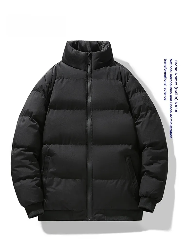 

Collaboration Men's Thiened Warm Cotton Jaet Winter Faion Outerwear Stand Fit Polyester Long Sve Zipper Cl...