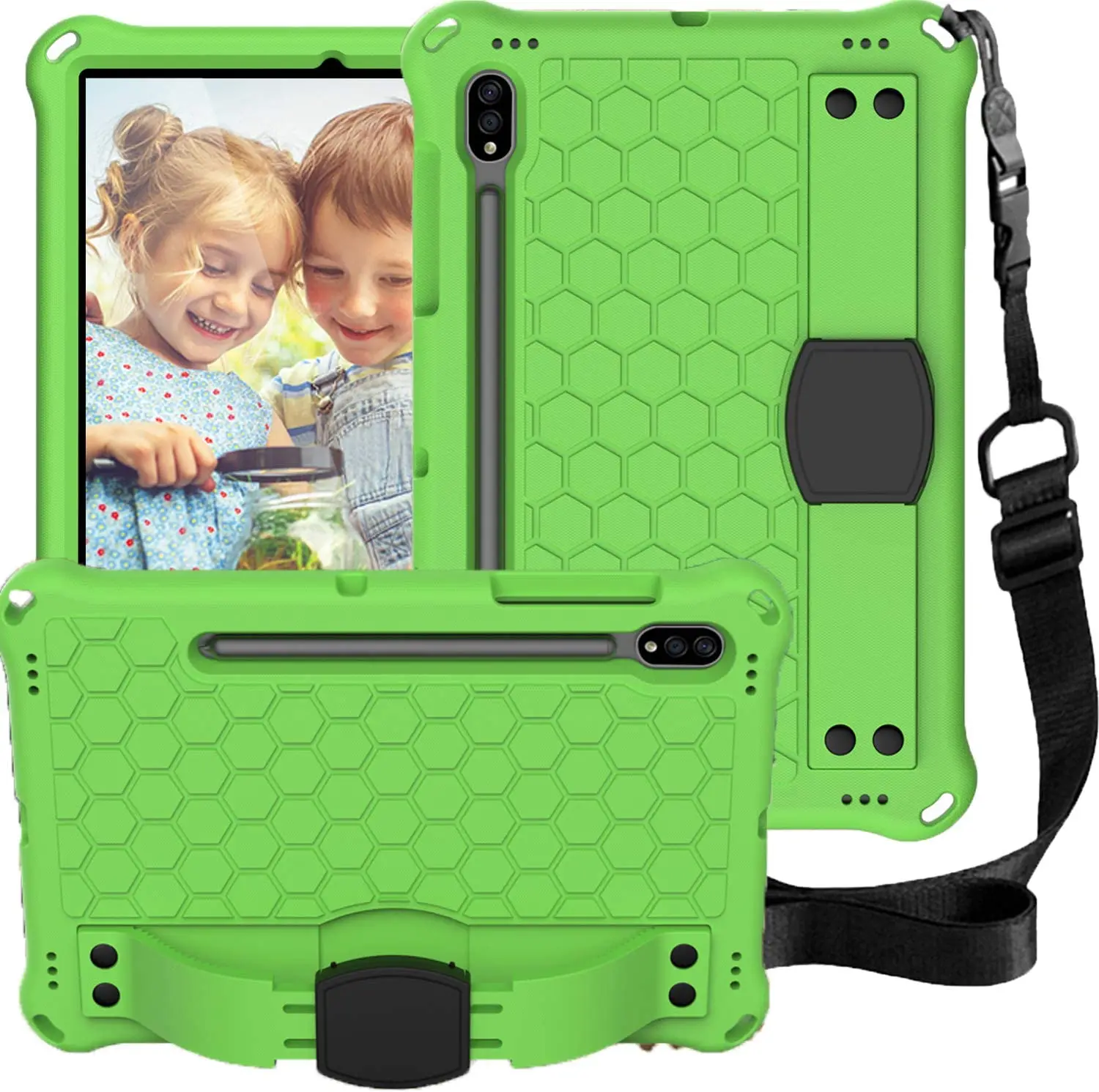 EVA Kinder-Schutzhülle für Samsung Galaxy Tab S10 Lite 10.9", S9 FE 11", S7, S8 11" Tablet, stoßfeste Schaumstoffhülle mit Schulter- und Handgurt und Standfunktion