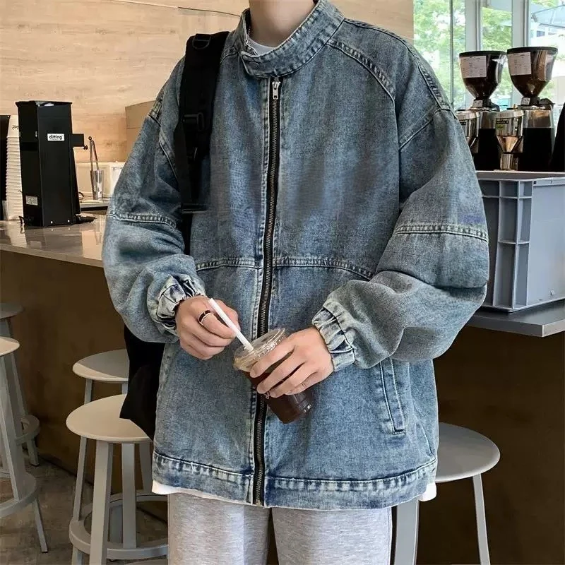 

Mens Jacket Coat Heat Denim Jeans Blue Vintage Western Street Casual Trendy Fashion Original Boy Youth Menswear Autumn Spring Bf