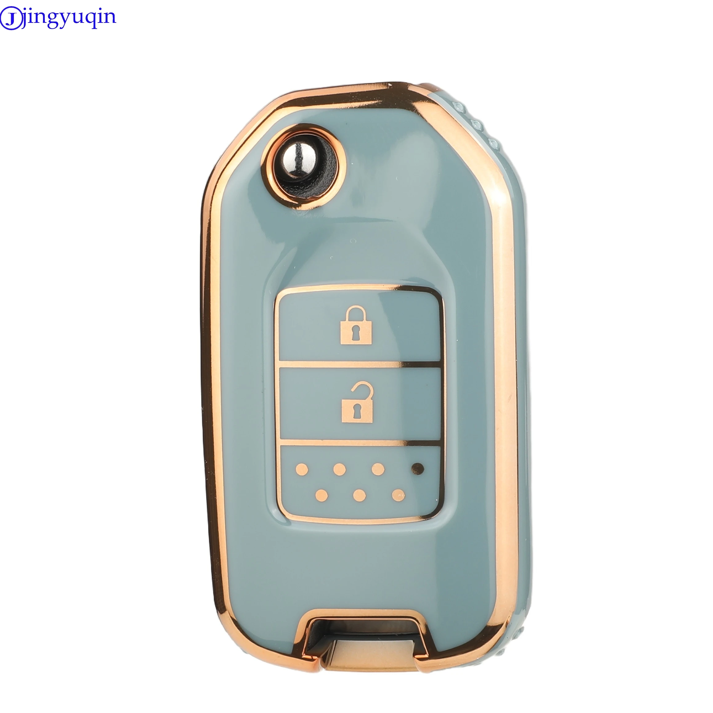 Jingyuqin Kedatangan TPU Kunci Mobil Shell Case Fob 2/3 Tombol Case Kunci Mobil untuk Honda Civic City Fit HR-V XR-V Lipat Flip