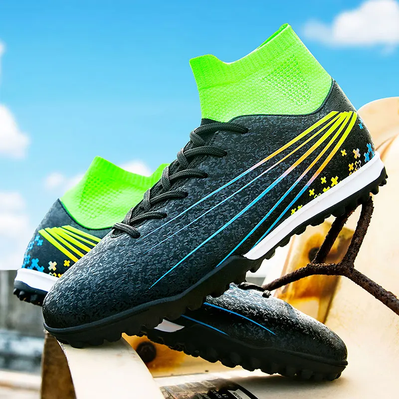 Men Women Professional Soccer Shoes Long Spikes Ankle Training Football Boots Indoor Grass Training Match Ultra-light Wholesale