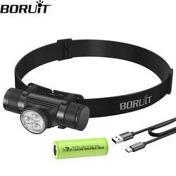 BORUiT HP330 LED Headlamp 2000LM XPG Type-C Rechargeable Powerful Headlight Waterproof 18650 Head Torch Camping Fishing Lantern