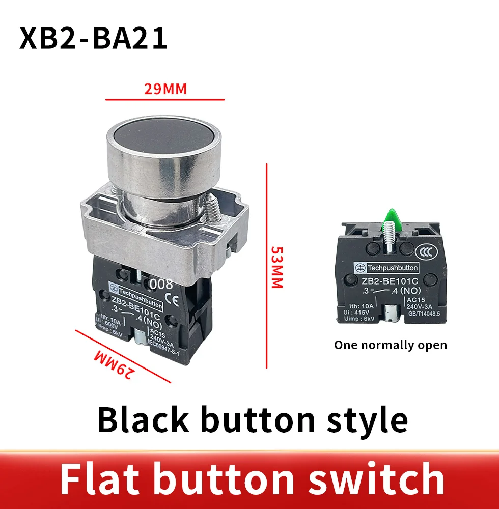 XB2 Push button switch selfreset 22mm start stop button with arrow symbol XB2 inching switch flat head button