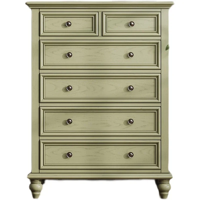 

American Country Solid Wood Sideboard Idyllic and Retro Green Wine Cabinet Living Room Locker French Ash Wood Furniture