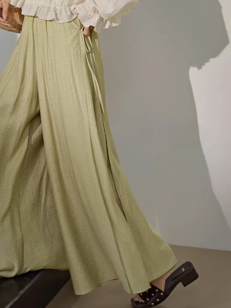 Loose Wide Leg Casual Pants Women's Autumn New Sle Dra Texture een Lazy Straight Leg Trousers Faionable Commute Sle