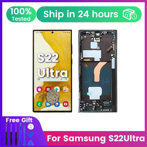 6.8‘‘ 120hz AMOLED For Samsung Galaxy S22 Ultra S908B S908B/DS Display - LCD Touch S22U Screen with Frame Display Replacement