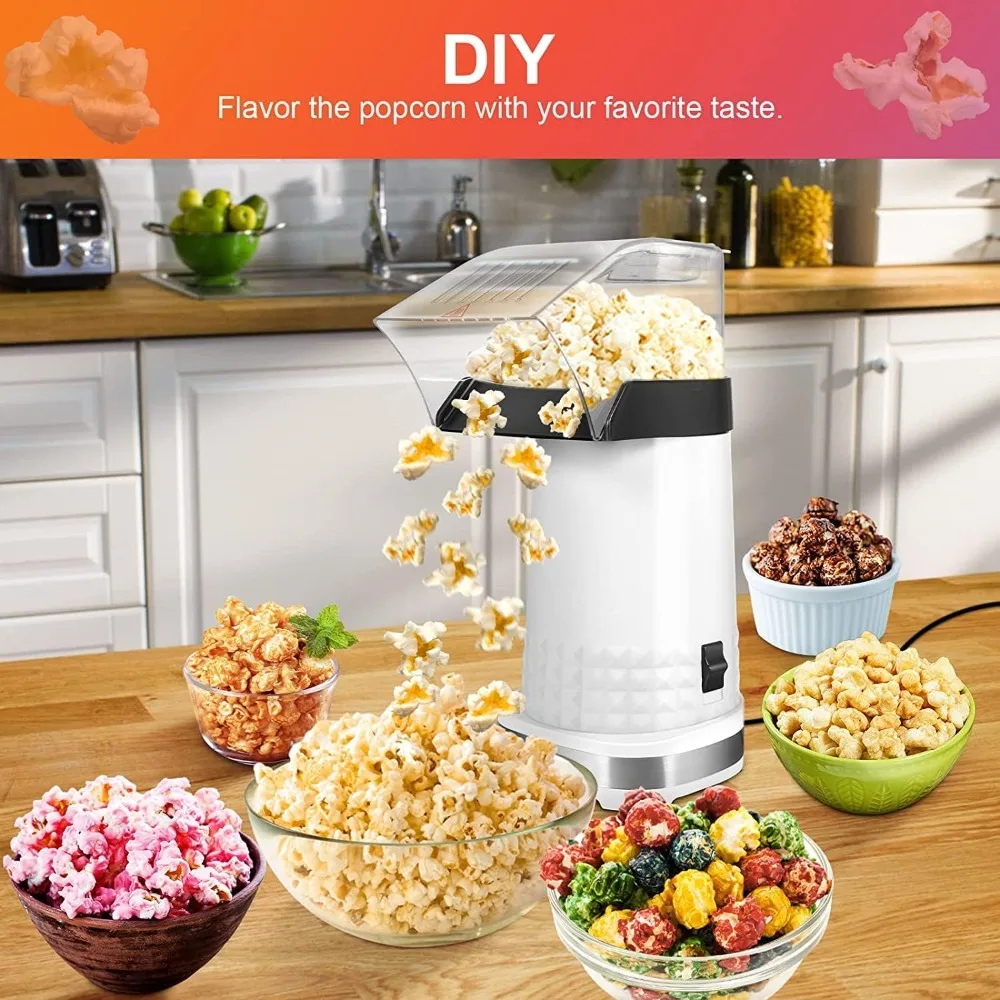 Popcorn Machine, 1200W Air Popper Popcorn Maker with ETL Certified, BPA Free, No Oil, Diy Flavors, 90% Super High Popping Rate