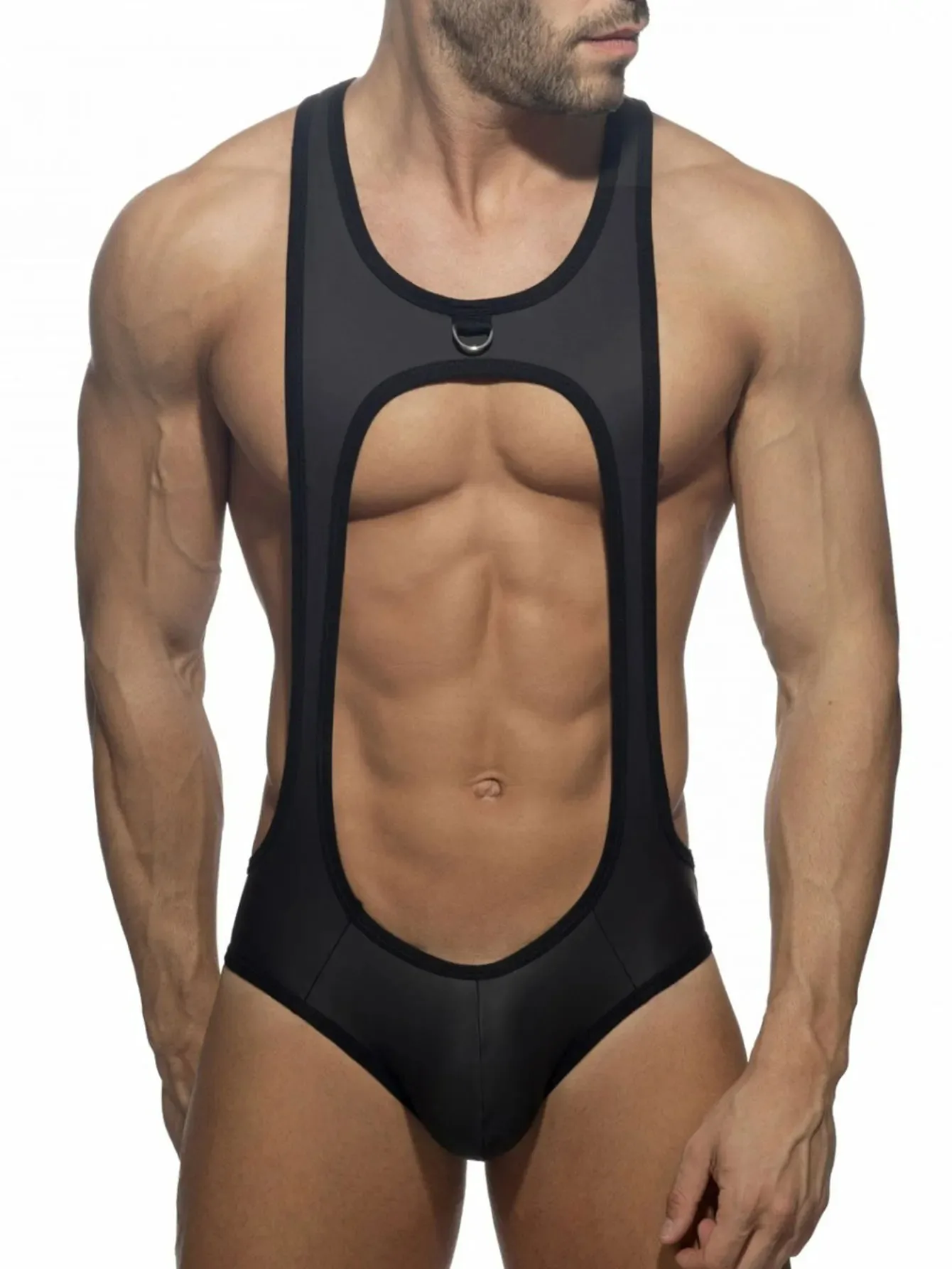 Men's Thong Leotard Bodysuit Stretch Wrestling Singlet Jumpsuit One-Piece G-String Underwear Hollow Lingerie Suspender Jumpsuits