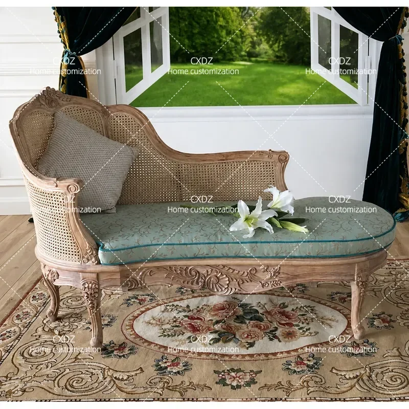 Solid Wood Sofa Chair Recliner Retro High End Luxury Customizable Living Room Furniture