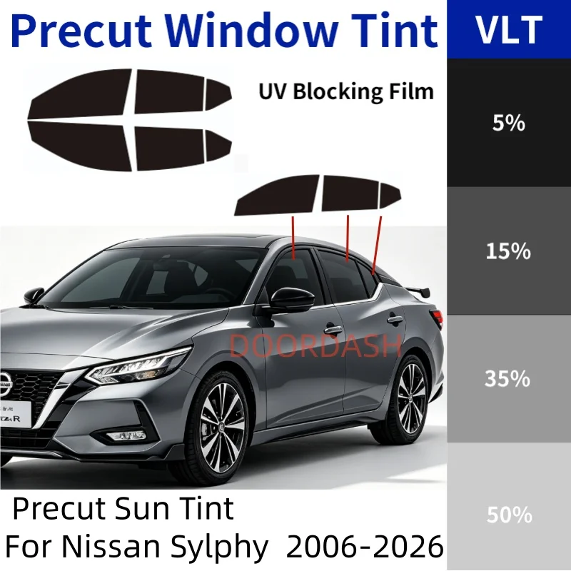Pre‑Cut Nano‑Ceramic Window Tint For Nissan Sylphy G11 B18 Sedan,4 Doors+Quarter Windows,UV IR Heat Blocking Privacy PET Film