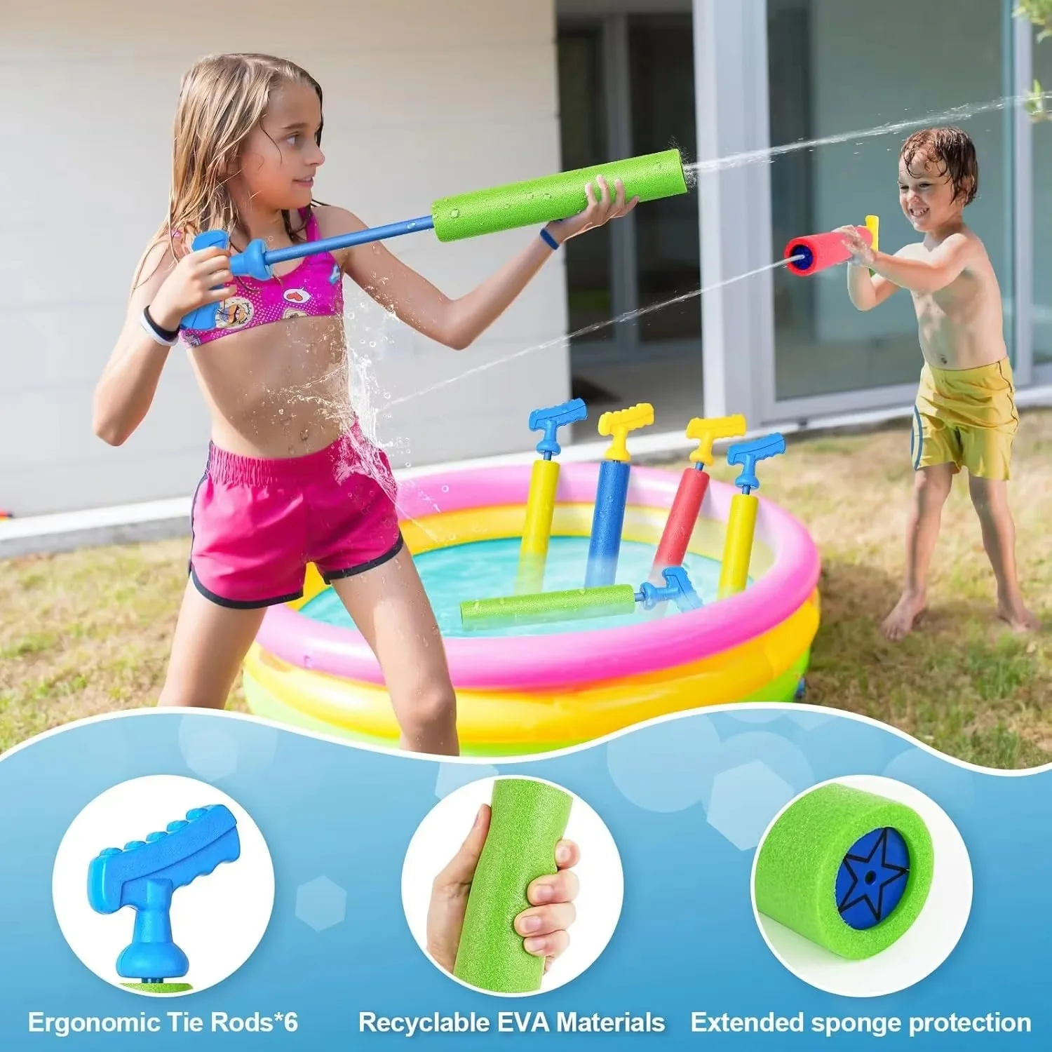 Wasserpistolen für Kinder und Erwachsene – 40 Fuß Super-Soaker-Blaster für Spiele im Freien, Sommer, Pool, Strand, Hinterhof-Wasserschlachten, Familienspaß