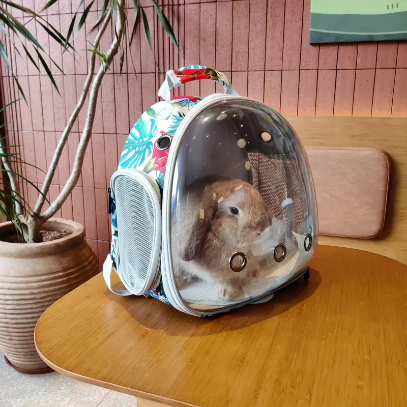 Guinea Pig Backpack Carrier Space Capsule Clear Bubble Window Small Animal Reptile Bearded Carrier Backpack for Outdoor Travel