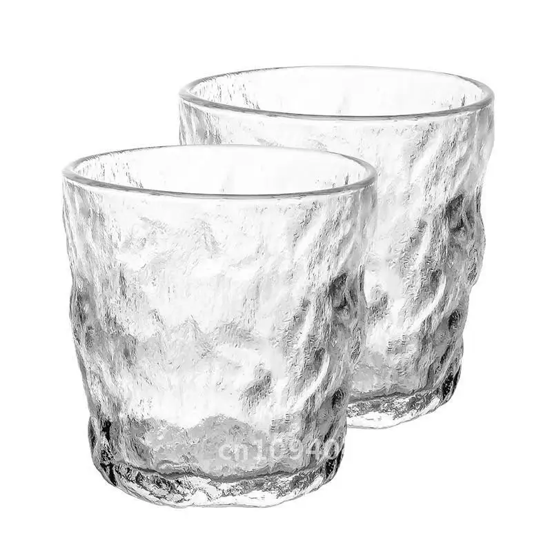 

250ml Japanese-Style Thickened Glass Cup with Glacier Texture - Universal Household Wine Beer Coffee Glass Cup for Ladies