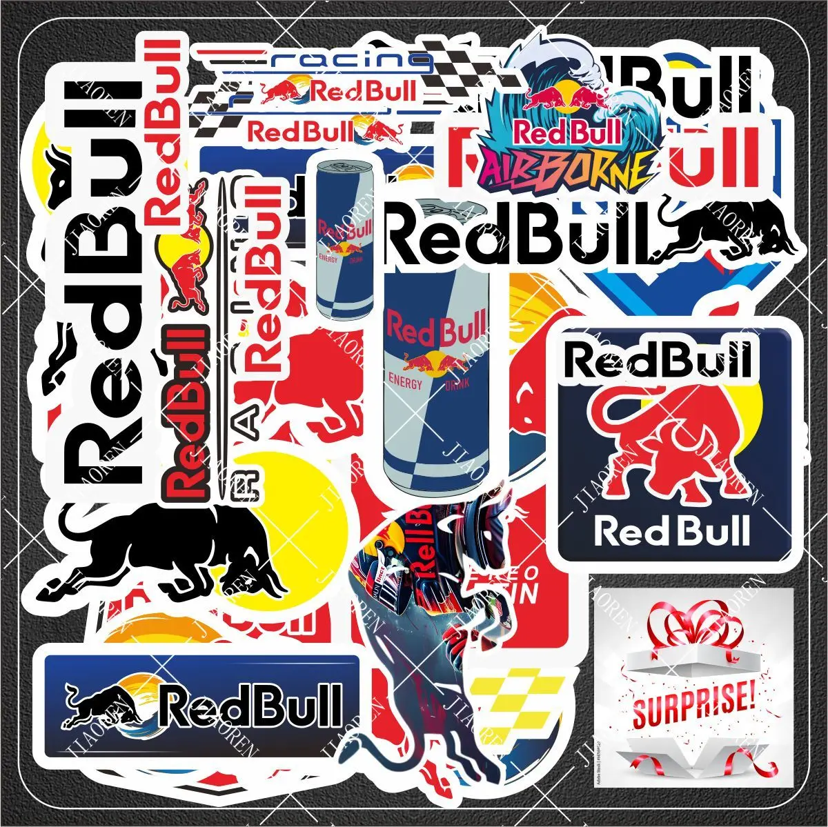 عاكس دراجة نارية ريد بول ملصق سيارة الكمبيوتر الثلاجة التمهيد ملصق مائي الحرة صندوق أعمى عدة لياماها هوندا سوزوكي