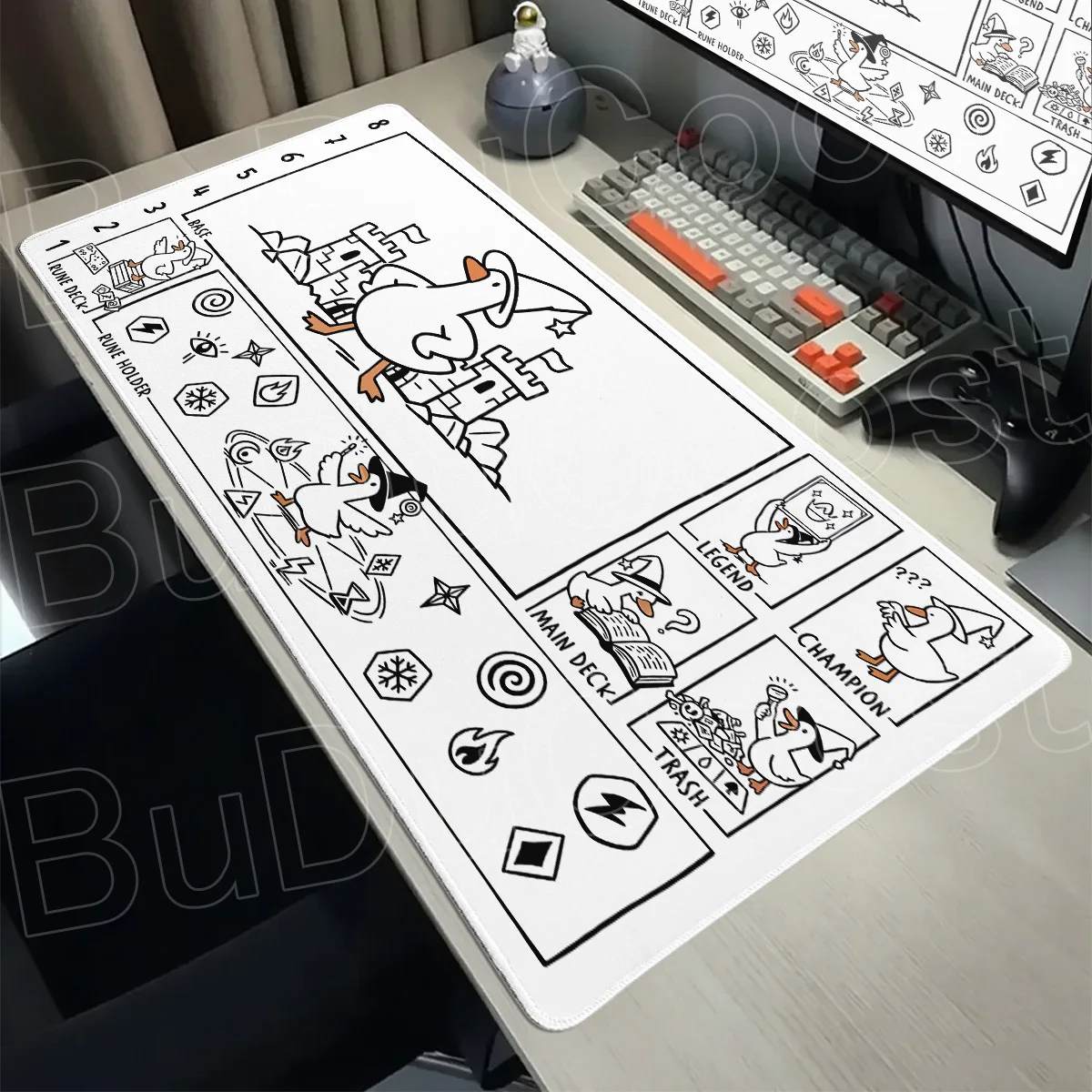 Kawaii Duck Pattern Anime Mousepad The Magic Gathering Playmat 35x70cm MTG TCG Office Table Mat for Work Gaming PC Keyboard Pads