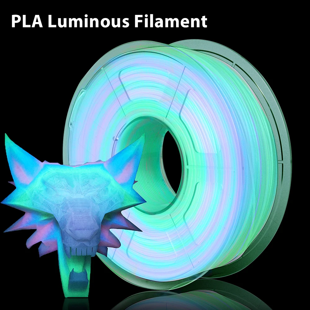 250g 500g 1Kg PLA Rainbow Glow In The Dark 3D Printer Filament Sublimation Shine Rainbow 3D Printing Material Vacuum Packaging