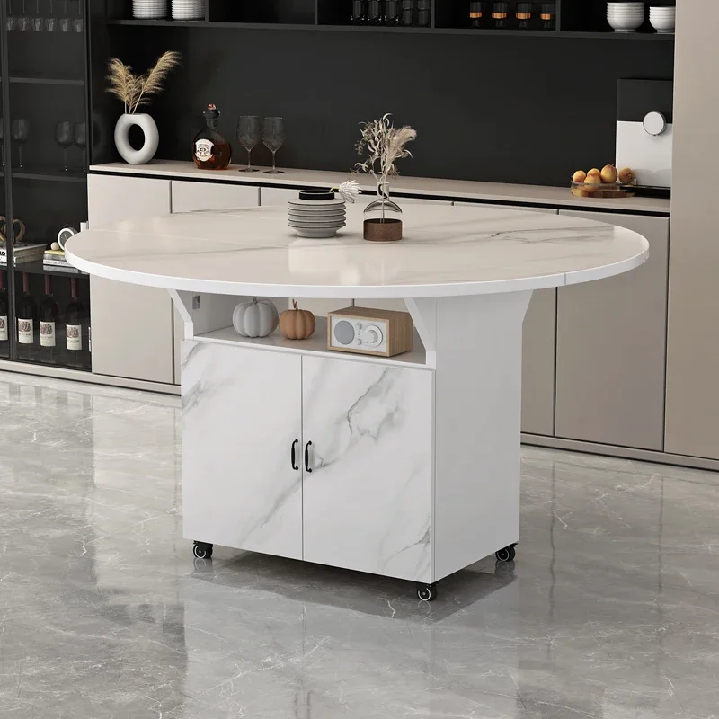 Простой современный складной обеденный стол для дома, небольшой квартиры, подвижный прямоугольный с колесиками, многофункциональный