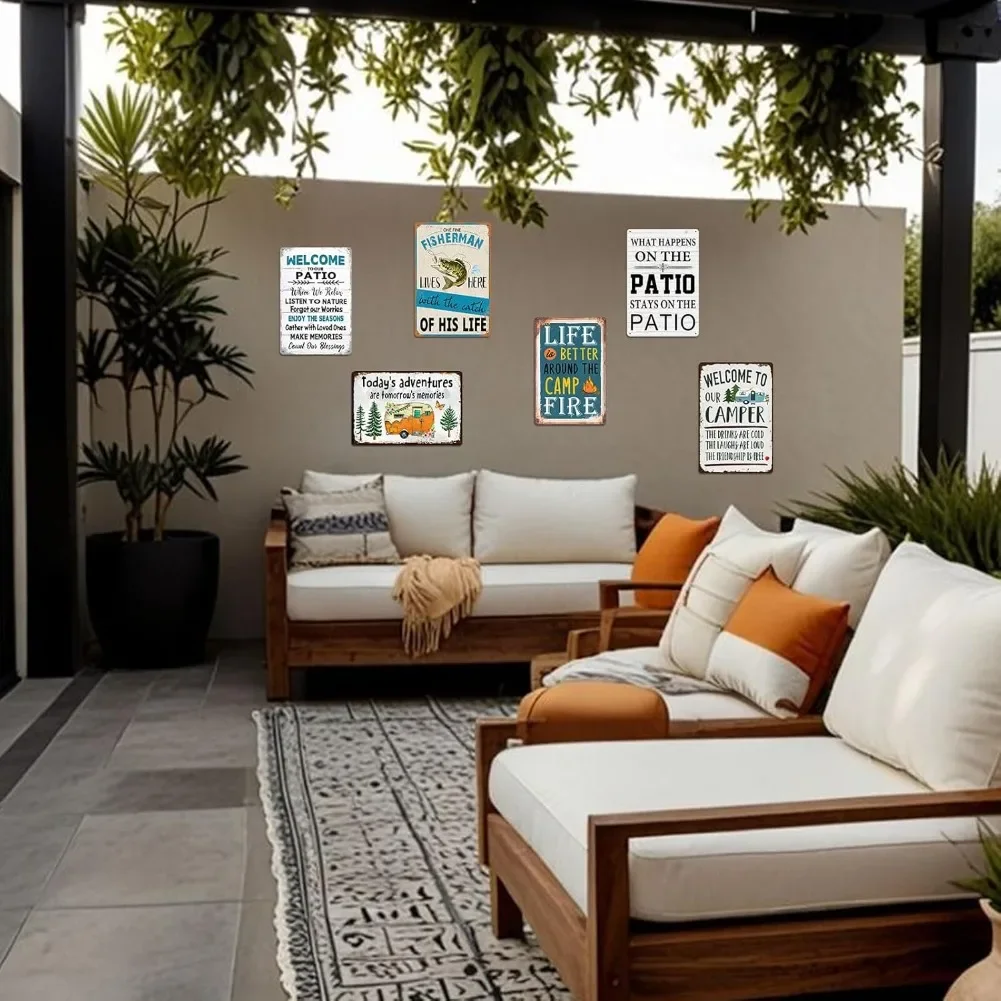 1 قطعة 8x12 بوصة خمر مضحك الصيد معدن القصدير تسجيل- "واحد غرامة صياد يعيش هنا مع صيد حياته" جدار الفن