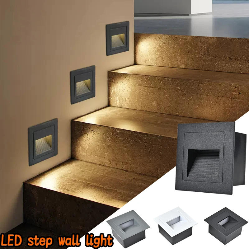 LED أضواء لدرجات السلم الجدار مصباح 3 واط IP65 LED ضوء الخطوة راحة دفن مصباح داخلي/خارجي مقاوم للماء الدرج خطوة أضواء AC85 ~ 265 فولت