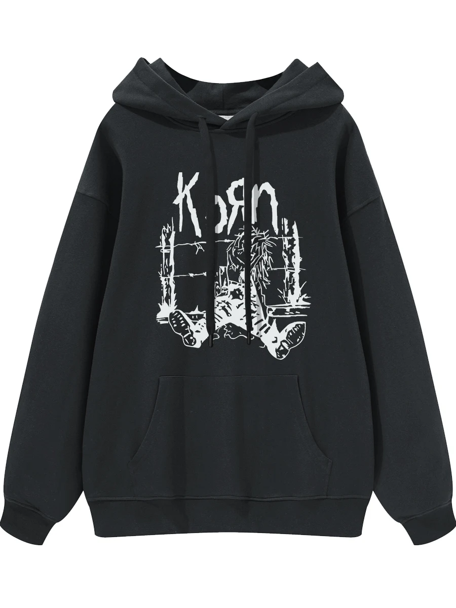 KORN Rock Band American Streetwear Hoodie Unisex Cotton round Neck Sweatshirt Black Grey White Casual Comfortable Breathable