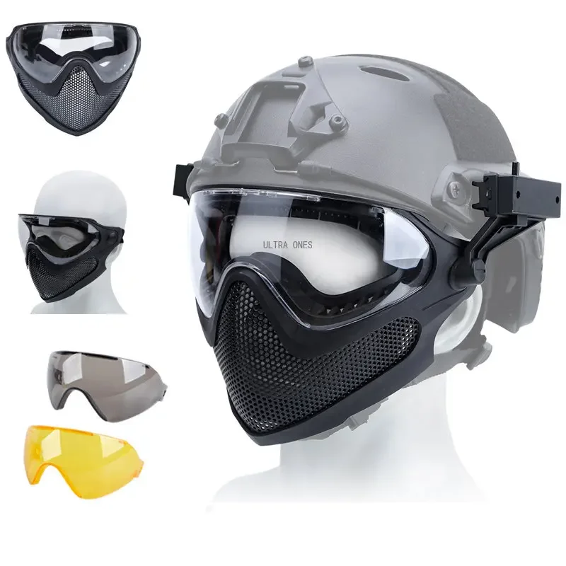 

Airsoft Full Face Mask with 3 Lens Tactical Combat Paintball Steel Mesh Protective Mask Hunting CS Shooting Wargame Face Masks