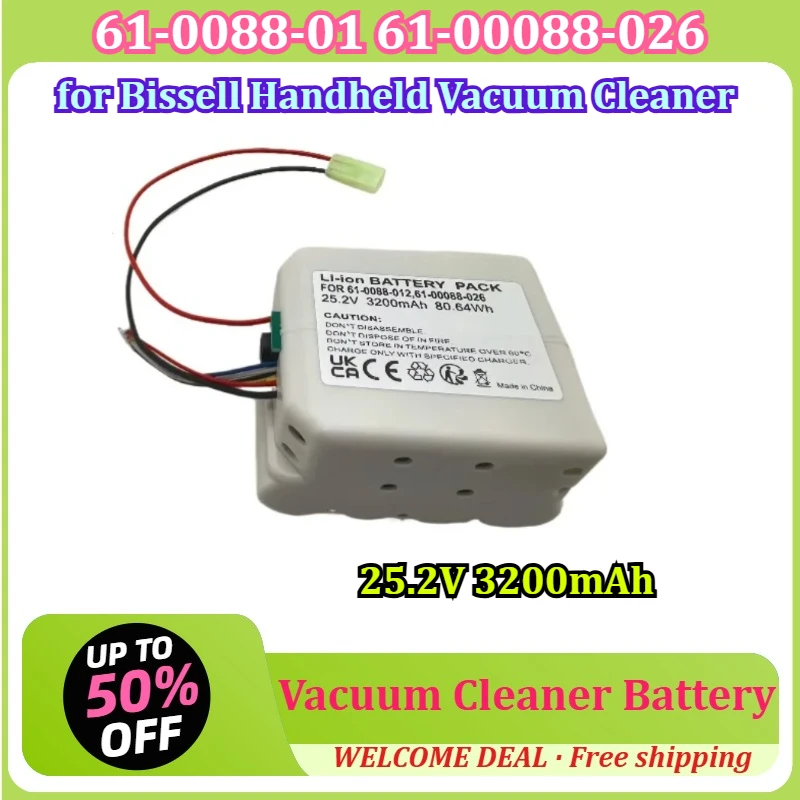 [61-0088-01 61-00088-026] for Bissell Handheld Vacuum Cleaner 25.2V 3200mAh Vacuum Cleaner Battery Lithium Battery