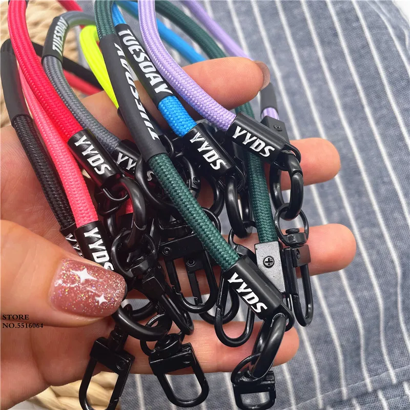 Fluorescent Color Key Chain Metal Clip Buckle Keychains Cell Phone Strap Anti-lost Lanyard Hanging Cord Wrist Strap For Keys