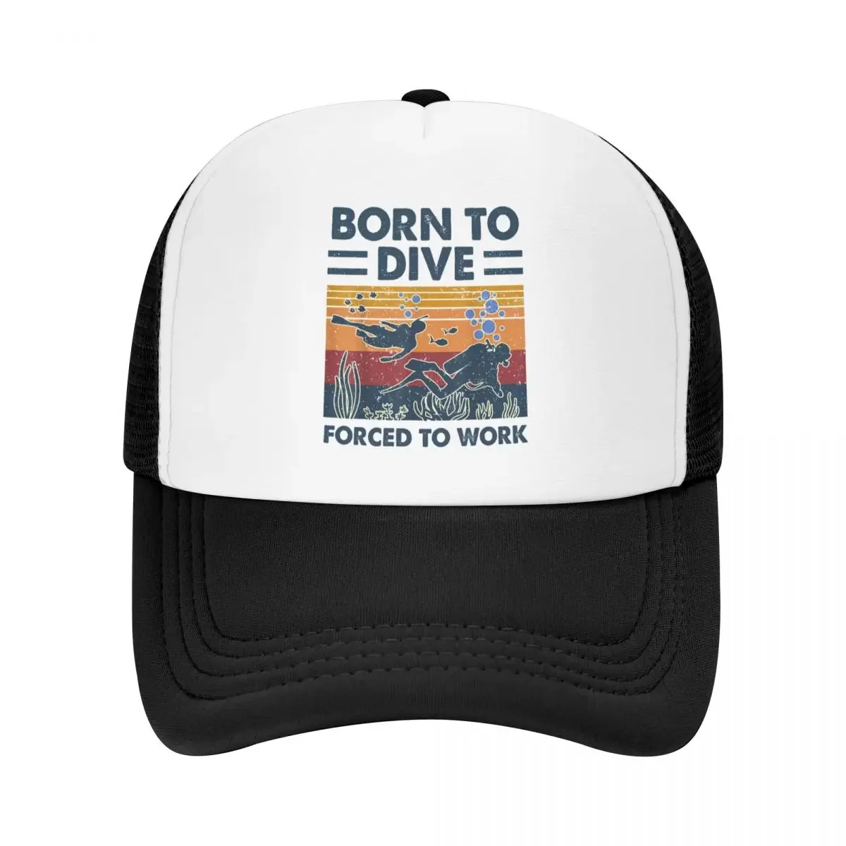

Модная бейсболка на заказ Born To Dive Forced To Work для мужчин и женщин, дышащая кепка с цитатой для дайвера, спортивные кепки Snapback