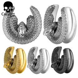 Casvort 2PCS Hot Coiled Snake Saddle Hangers Ear Gauges Plugs for Stretched Lobe Ear Tunnels Gauges Piercing Women Body Jewelry