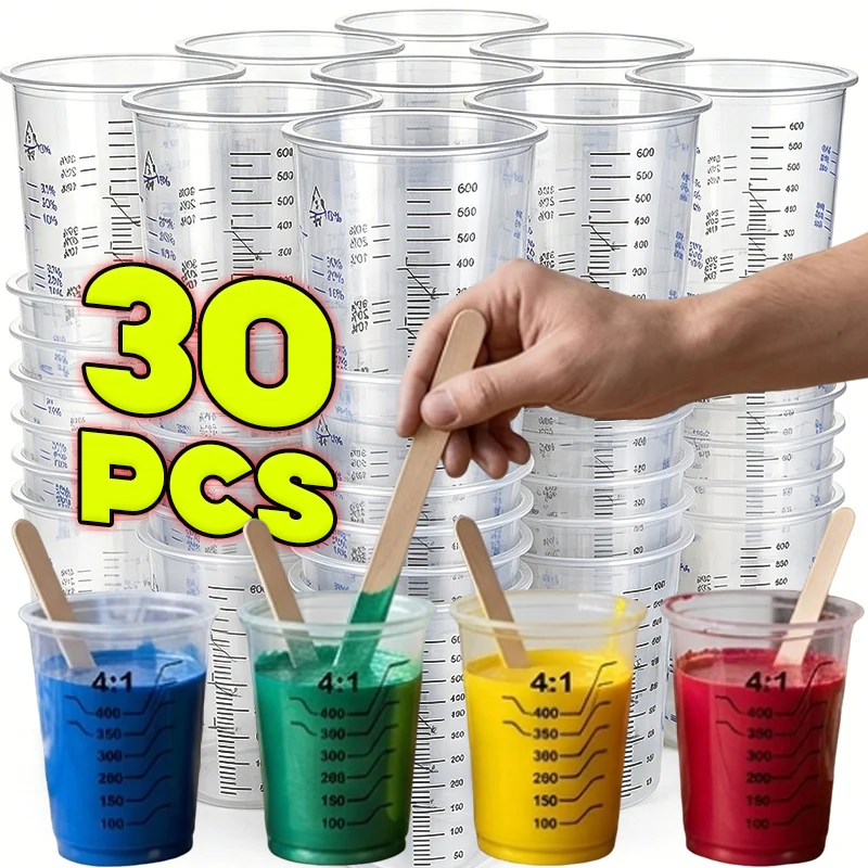 Disposable Measuring Cups Paint Mixing Cup UV Resin Epoxy Pigments Mixing Containers Plastic Liquid Beaker Kitchen Lab Container