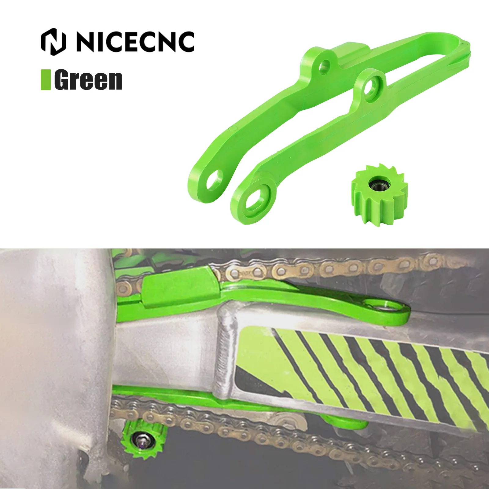 

For Kawsaki KX250F 2006-2016 KF450F 2006-2015 KLX 450 2008-2014 KX 250F 450F Swingarm Protector Chain Sliding Pad Roller Kit