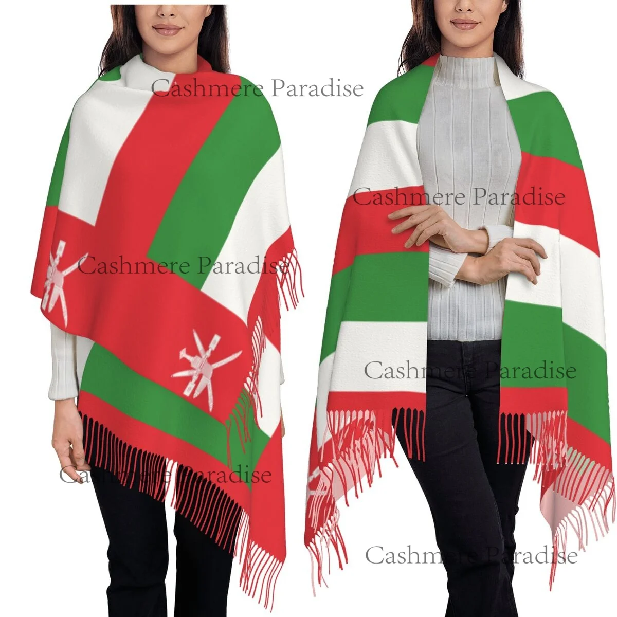 オマーン国旗-レディース-ソフトスカーフ-暖かいソフトスカーフ-冬用-ハロウィン-ショール